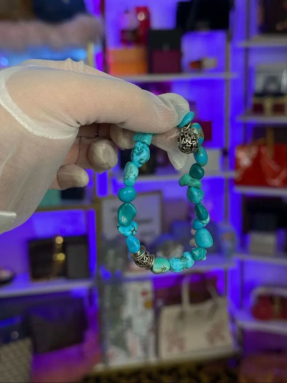 Natural Turquoise Raw Crystal Gemstone Healing Protection Bracelet one Size